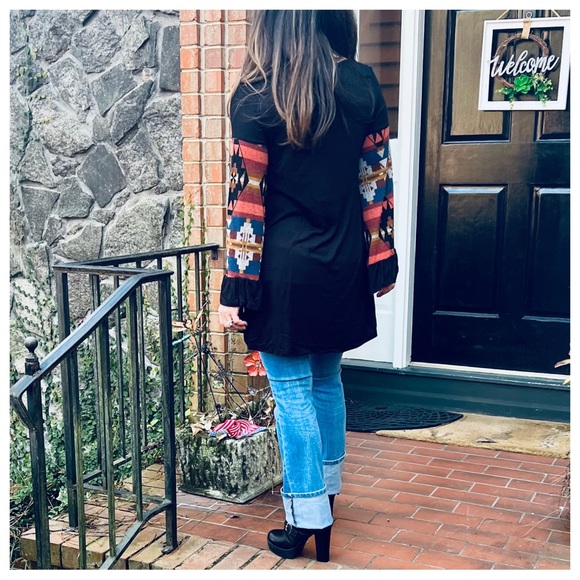 #43 Beautiful Bell Sleeves Contrast Tunic Top - Picture 4 of 5